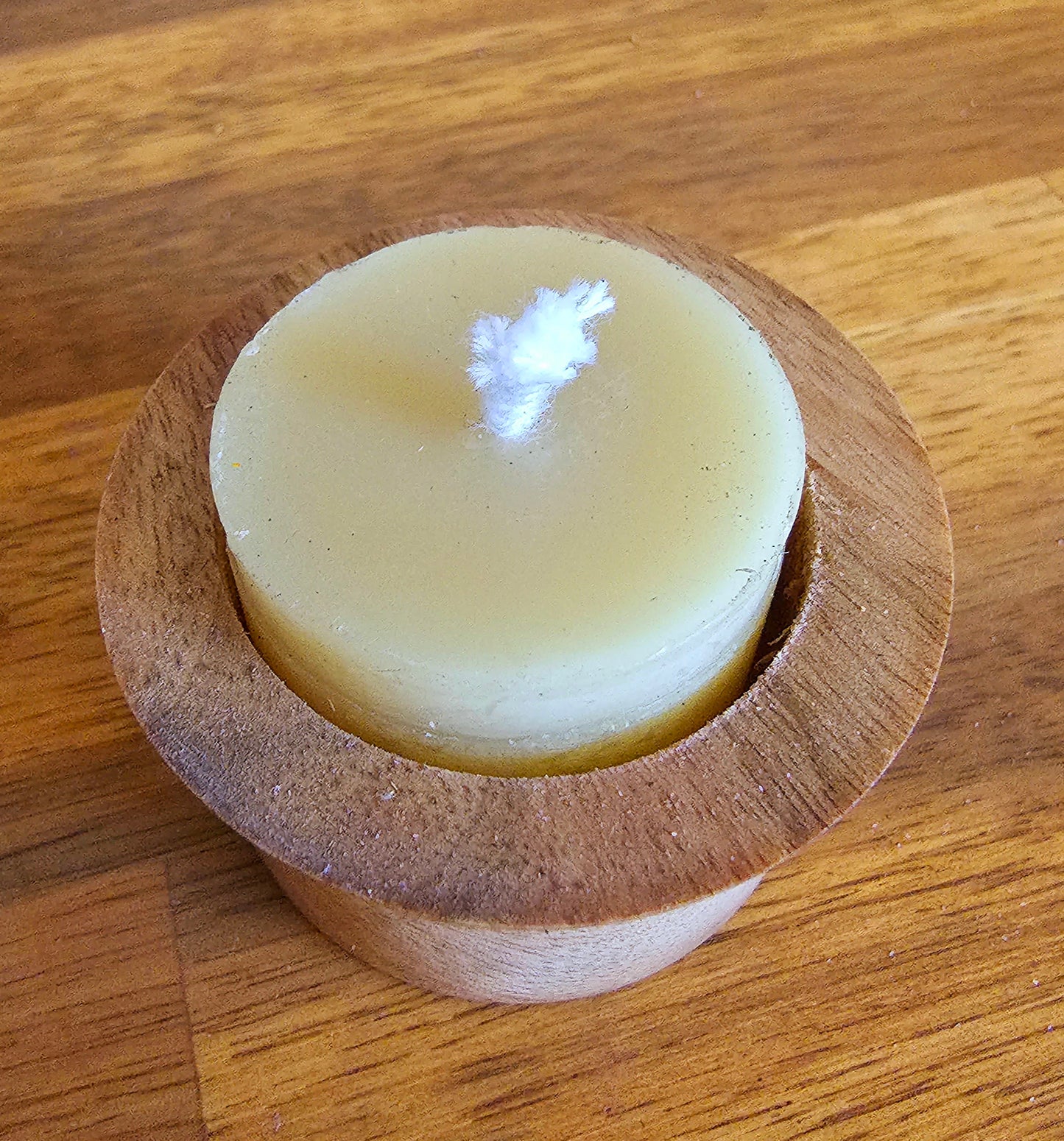 Beeswax Tealight with beautiful handmade wooden holder!