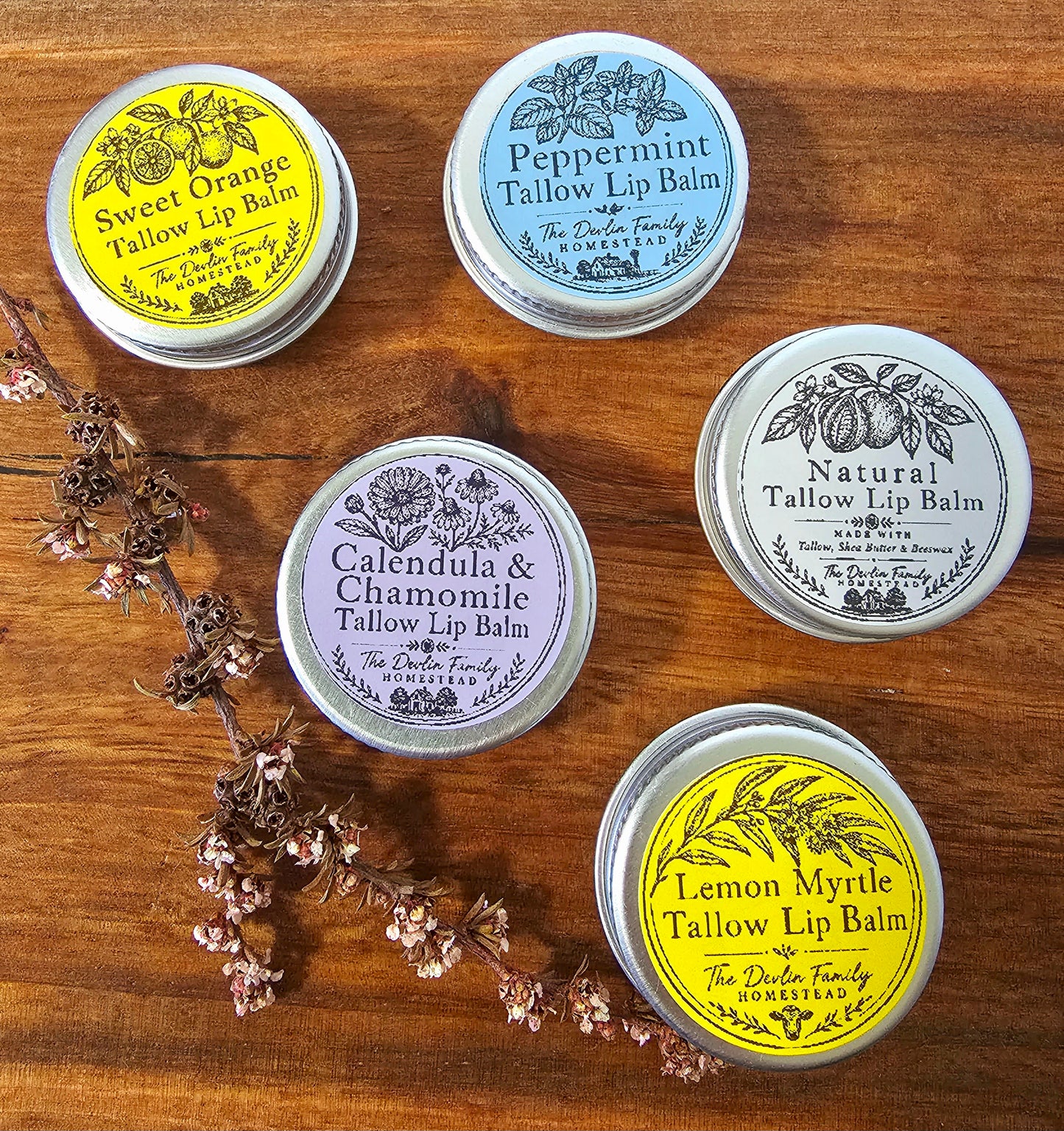 Mixed Tallow Lip Balm 5 pack!