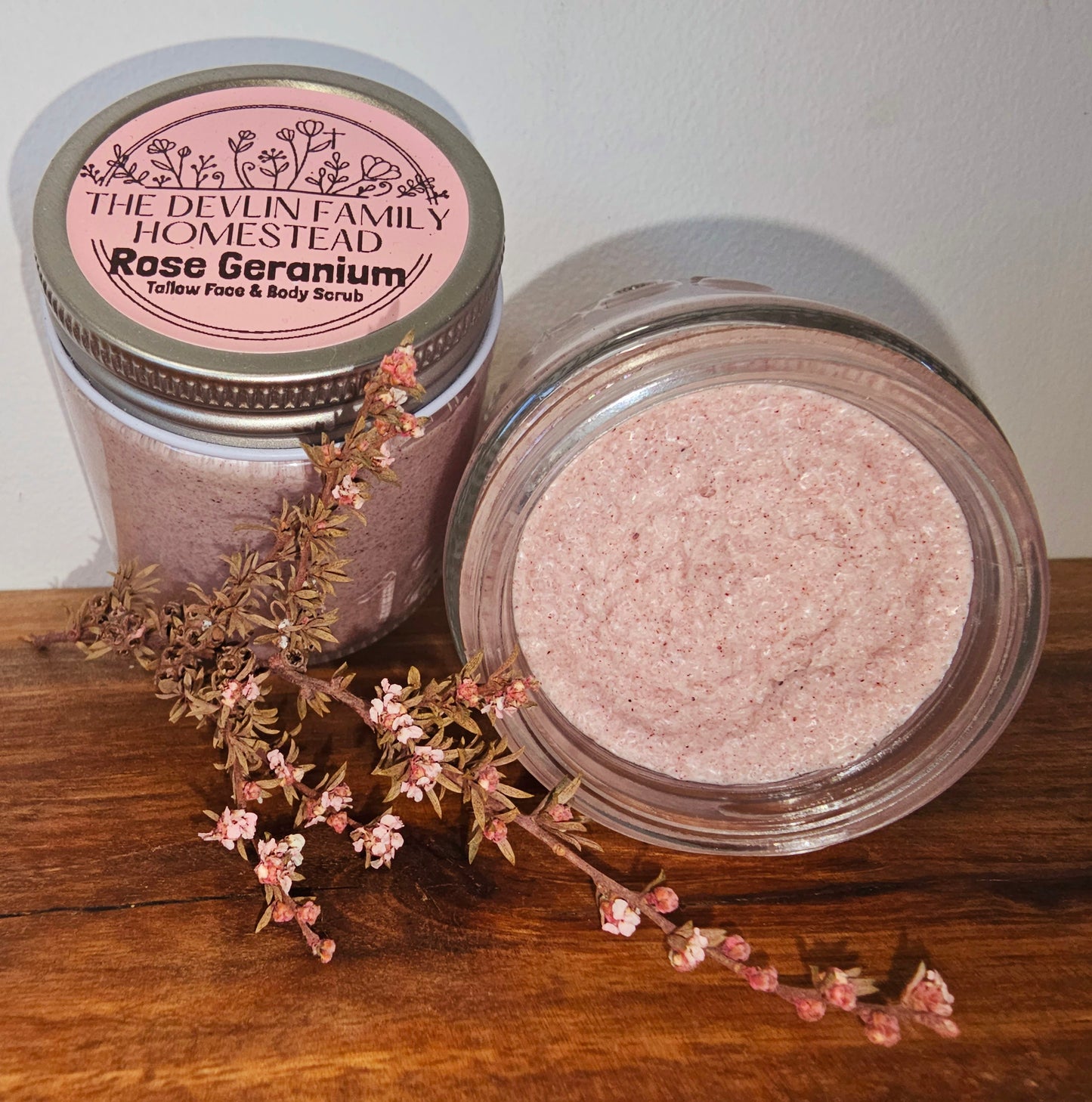 Rose Geranium Tallow Face & Body Scrub