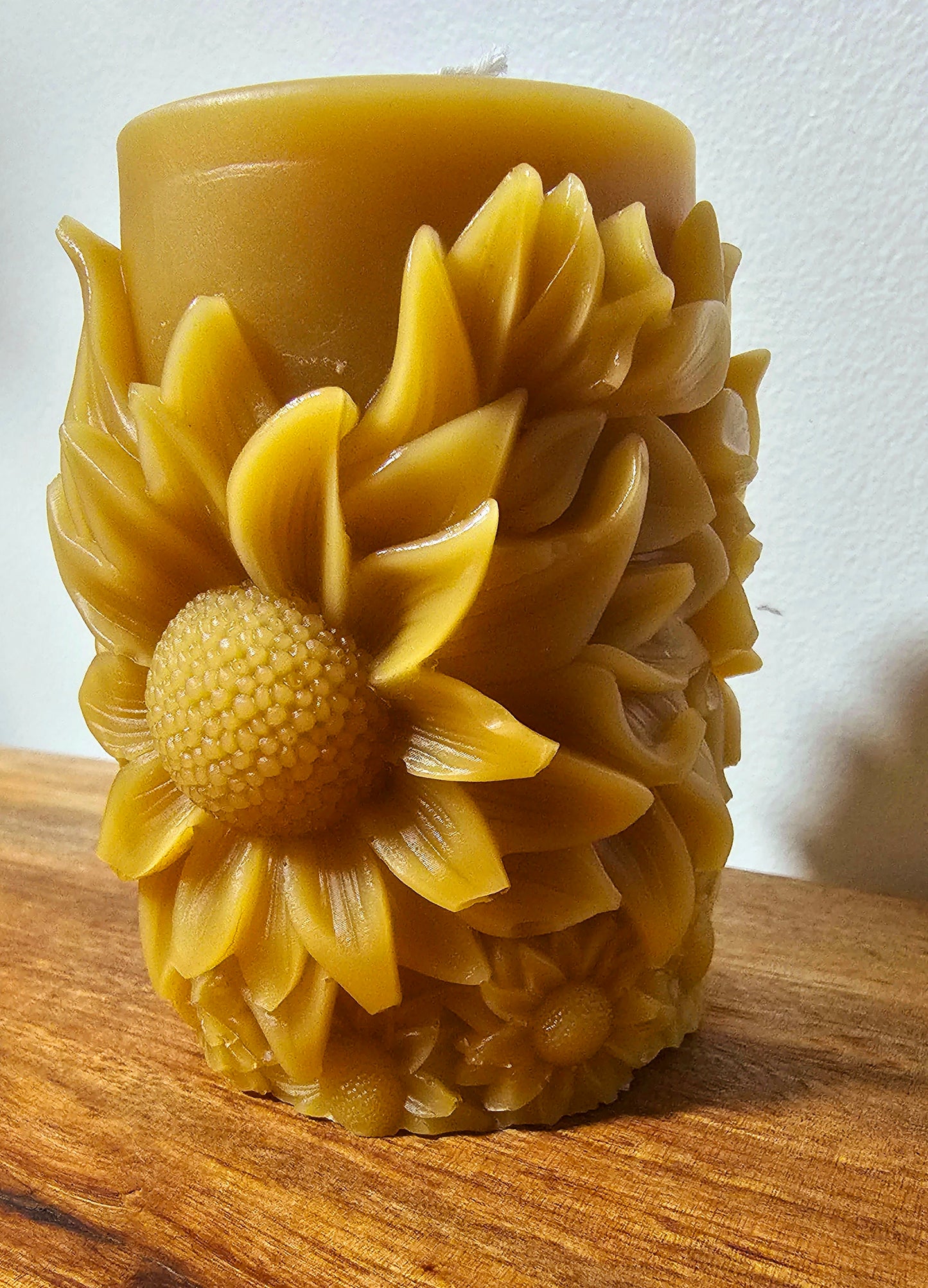 Sunflower Pillar - 100% Beeswax Candle