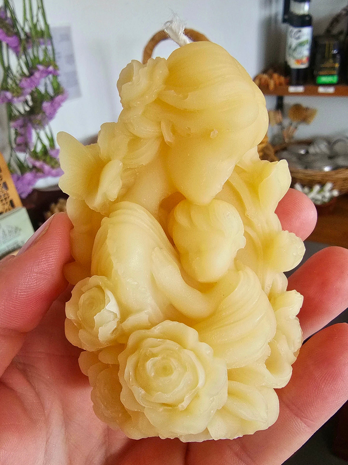 Mama & Baby floral beeswax candle